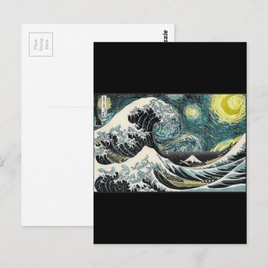 Van Gogh de Sterrennacht - Hokusai de Grote Golf Briefkaart (Voorkant / Achterkant)