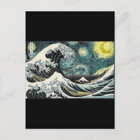 Van Gogh de Sterrennacht - Hokusai de Grote Golf Briefkaart (Voorkant)