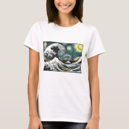 Van Gogh de Sterrennacht - Hokusai de Grote Golf T-shirt