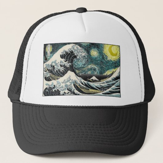 Van Gogh de Sterrennacht - Hokusai de Grote Golf Trucker Pet (Voorkant)