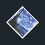 Van Gogh De Sterrennacht Servet<br><div class="desc">Van Gogh schilderde in 1889 'De Sterrennacht' uit het geheugen, terwijl hij in Frankrijk in een asiel zat, waar hij zich aansloot voor depressie.De scène toont het uitzicht uit zijn slaapkamerraam. Op het schilderij staan de maan, Venus en veel sterren omringd door zwenken van geel en wit licht.Onderaan bevindt zich...</div>