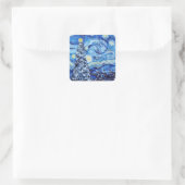 Van Gogh - de Sterrennacht - White Kerstsqua Vierkante Sticker (Tas)