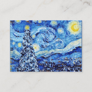 Van Gogh - de Sterrennacht - White Kerstsqua Visitekaartje