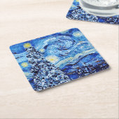 Van Gogh - de Sterrennacht - witte kerst Kartonnen Onderzetters (Schuin)