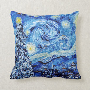 Van Gogh - de Sterrennacht - witte kerst Kussen