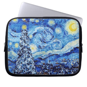 Van Gogh - de Sterrennacht - witte kerst Laptop Sleeve