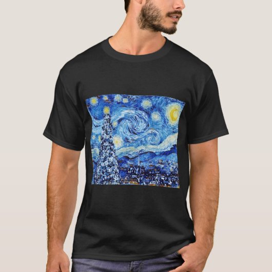Van Gogh - de Sterrennacht - witte kerst T-shirt (Voorkant)