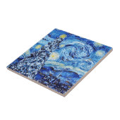 Van Gogh - de Sterrennacht - witte kerst Tegeltje (Zijkant)