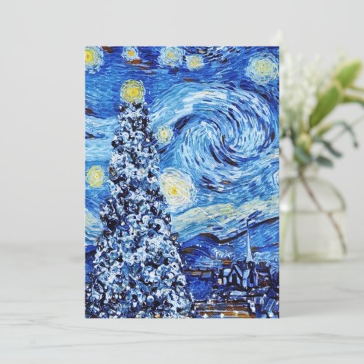 Van Gogh - de Sterrennacht - Witte Kerstmis T-Sh Kaart (Staand voorkant)