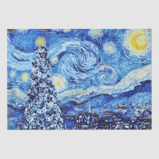Van Gogh - de Sterrennacht - Witte kerstmis Tissuepapier (Voorkant)