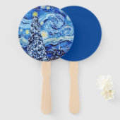 Van Gogh - de Sterrennacht - Witte kerstpost Handwaaier (Voorkant en achterkant)