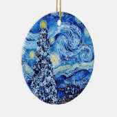 Van Gogh - de Sterrennacht - Witte kerstpost Keramisch Ornament (Rechts)