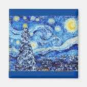 Van Gogh - de Sterrennacht - Witte kerstpost Magneet (Voorkant)