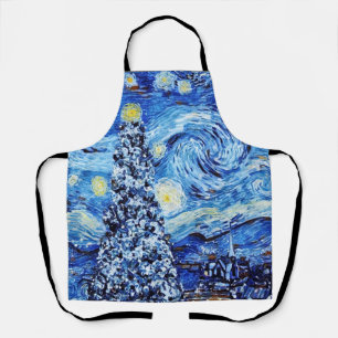 Van Gogh - de Sterrennacht - Witte kerstpost Schort