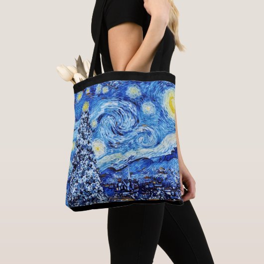 Van Gogh - de Sterrennacht - Witte kerstpost Tote Bag (Dichtbij)