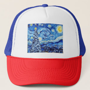 Van Gogh - de Sterrennacht - Witte kerstpost Trucker Pet