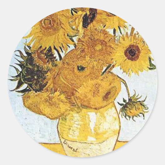 Van Gogh De Vaas met 12 Zonnebloemen Sticker (Voorkant)