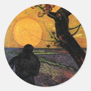 Van Gogh; De Zaaier, Oude Boerenarbeider Ronde Sticker