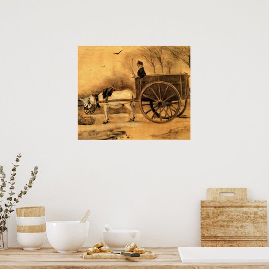 Van Gogh - Donkey and Cart Poster (Keuken)
