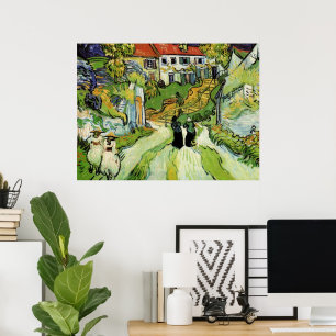 Van Gogh Dorpsstraat en trappen Auvers, Figuren Poster
