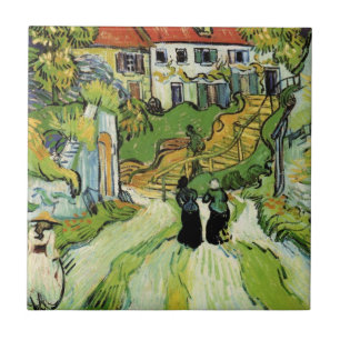 Van Gogh Dorpsstraat en trappen Auvers, Figuren Tegeltje