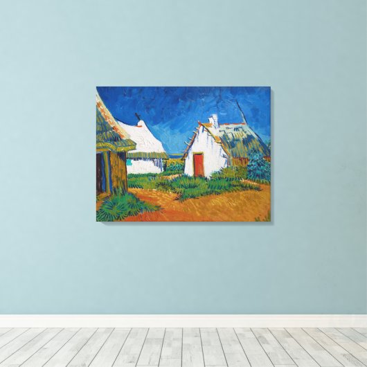 Van Gogh Drie Witte Katoen in Saintes Maries Canvas Afdruk (Insitu (Houten vloer))