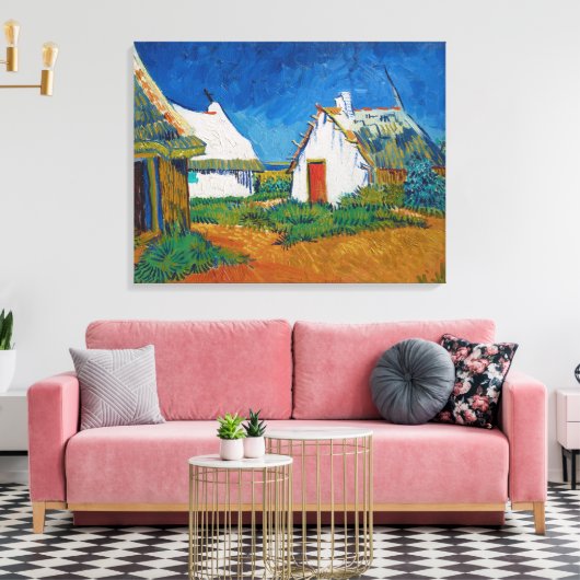 Van Gogh Drie Witte Katoen in Saintes Maries Canvas Afdruk (Insitu (Woonkamer))