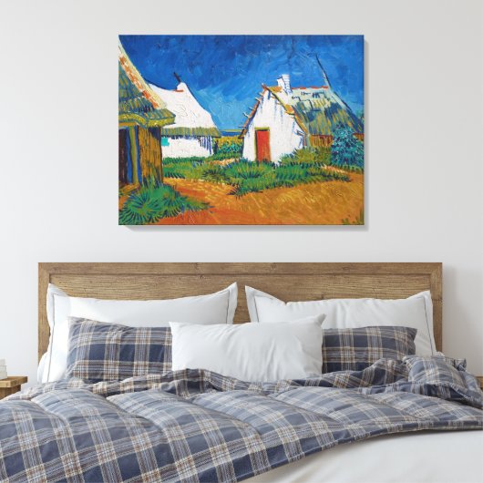 Van Gogh Drie Witte Katoen in Saintes Maries Canvas Afdruk (Insitu (Slaapkamer))