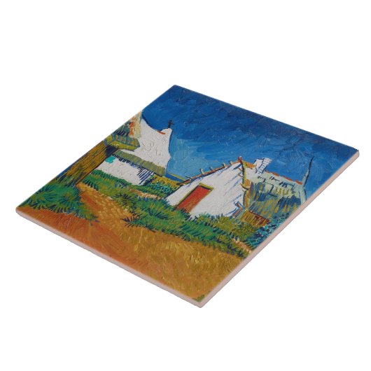 Van Gogh Drie Witte Katoen in Saintes Maries Tegeltje (Zijkant)