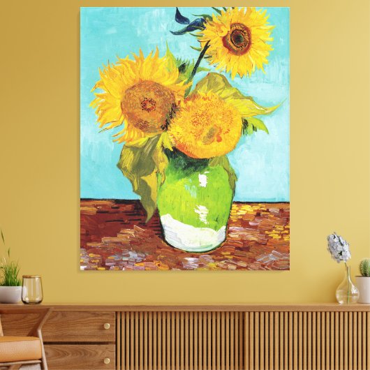  Van Gogh Drie Zonnebloemen Canvas Afdruk (Insitu (Woonkamer))