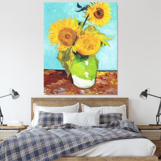  Van Gogh Drie Zonnebloemen Canvas Afdruk (Insitu (Slaapkamer))