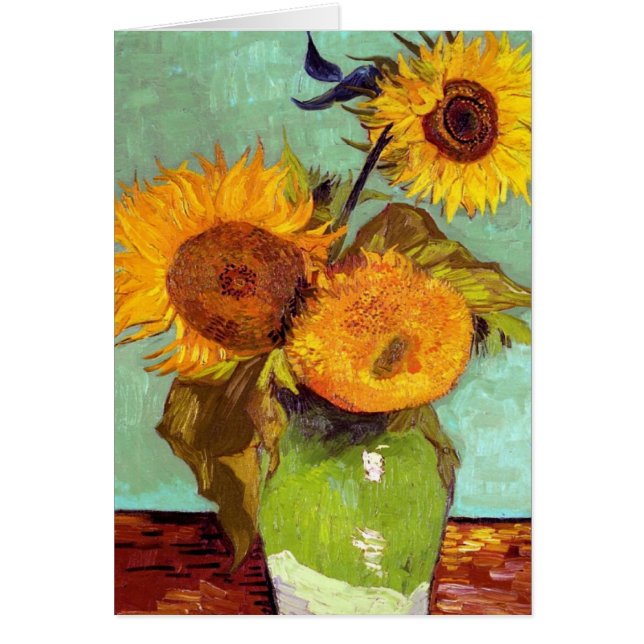 Van Gogh - Drie zonnebloemen in een vaas - fijne k (Voorkant)