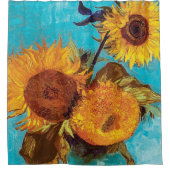 Van Gogh - Drie zonnebloemen in een vaas - fijne k Douchegordijn (Voorkant)