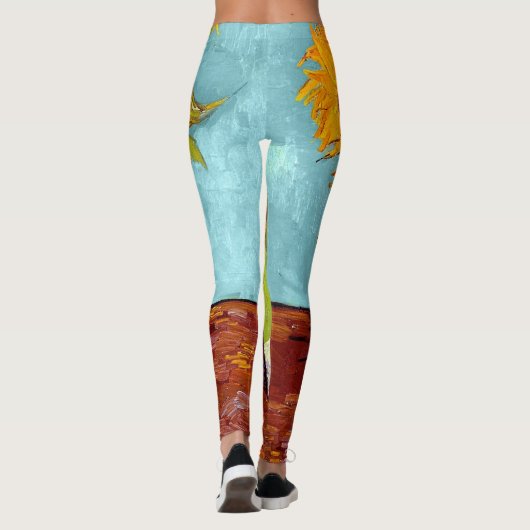 Van Gogh - Drie zonnebloemen in een vaas - fijne k Leggings (Achterkant)
