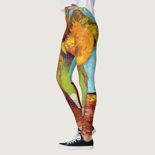 Van Gogh - Drie zonnebloemen in een vaas - fijne k Leggings (Links)