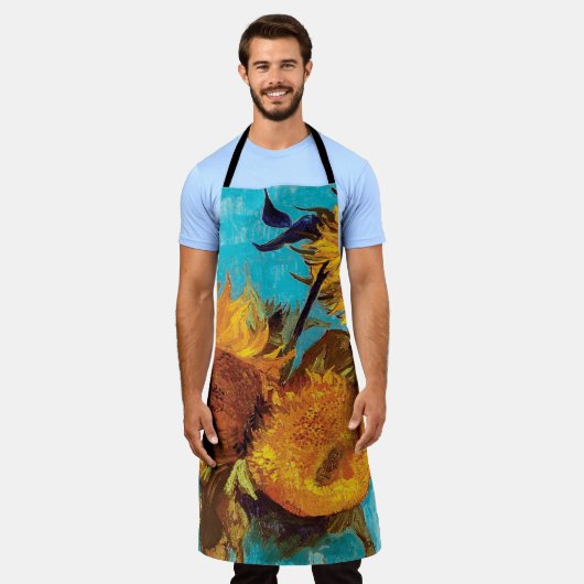 Van Gogh - Drie zonnebloemen in een vaas - fijne k Schort (Gedragen)