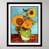 Van Gogh - Drie zonnebloemen in een vaas Poster (Voorkant)