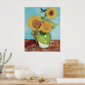 Van Gogh Drie Zonnebloemen Origineel Kunst Meester Poster (Keuken)