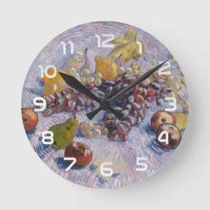 Van Gogh Druiven en Appels Stilleven Kunstprint Ronde Klok