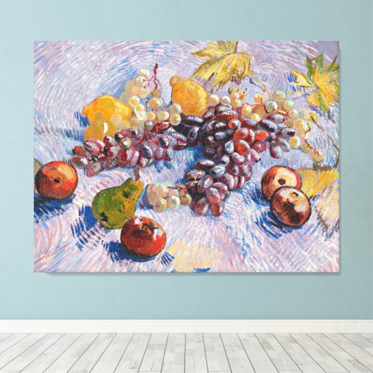 Van Gogh - druiven, lemonen, peren en appelen Canvas Afdruk (Insitu (Houten vloer))