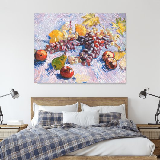Van Gogh - druiven, lemonen, peren en appelen Canvas Afdruk (Insitu (Slaapkamer))