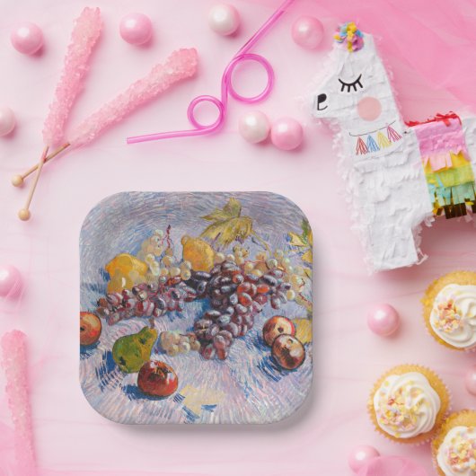 Van Gogh - druiven, luiers, peren en appelen, Papieren Bordje (Feest)