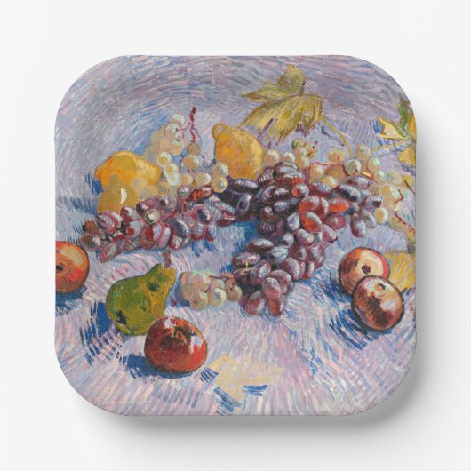 Van Gogh - druiven, luiers, peren en appelen, Papieren Bordje (Voorkant)