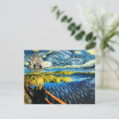 Van Gogh Edvard Ontmoet Vincent Starry Night Briefkaart (Staand voorkant)