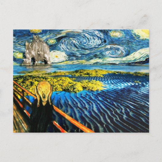 Van Gogh Edvard Ontmoet Vincent Starry Night Briefkaart (Voorkant)