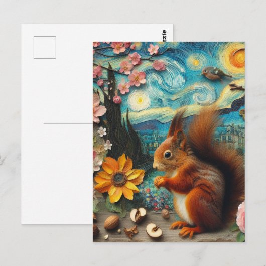 Van Gogh Eekhoorn Collage Briefkaart (Voorkant / Achterkant)