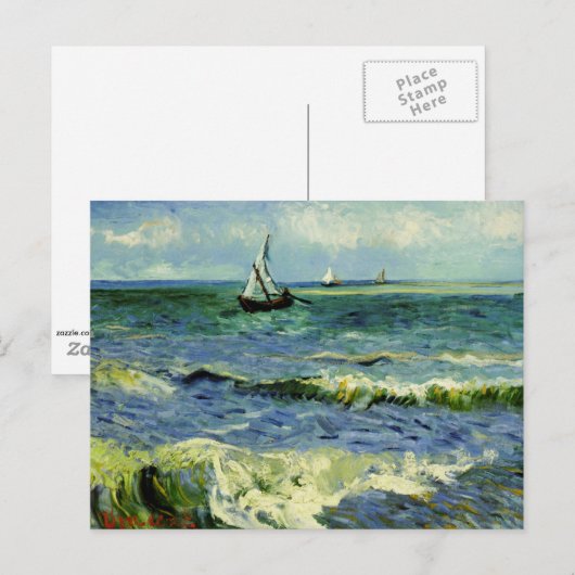 Van Gogh - een Gevist boot in Zee Briefkaart (Voorkant / Achterkant)