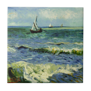 Van Gogh - een Gevist boot in Zee Tegeltje