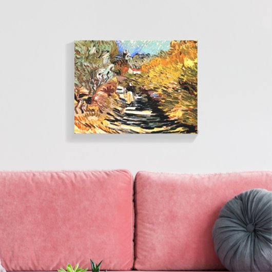Van Gogh - een weg in Saint-Remy met Vrouw figuur Canvas Afdruk (Insitu (Woonkamer))