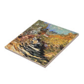 Van Gogh - een weg in Saint-Remy met Vrouw figuur Tegeltje (Zijkant)